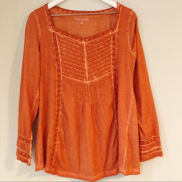 Soft Surroundings Philomena Orange Chevron Top - Picture 2 of 8